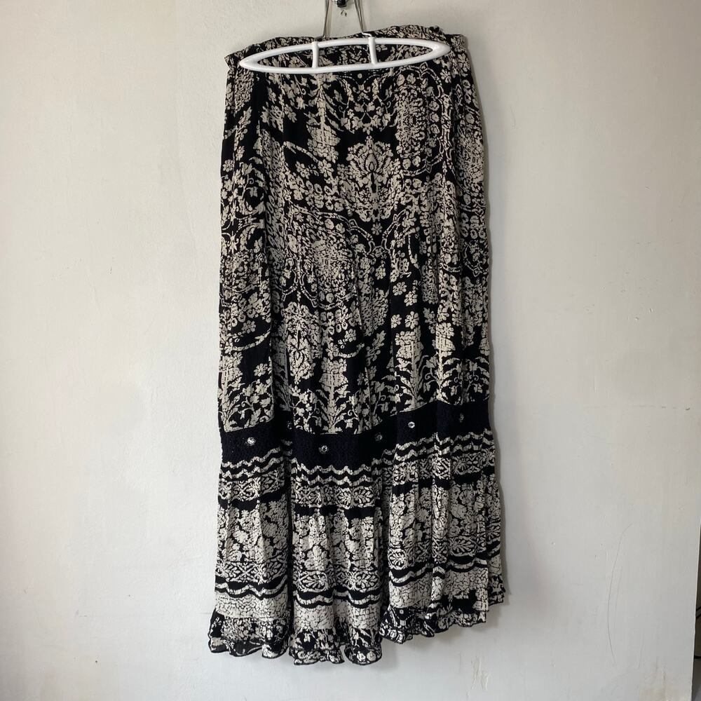 Forbidden Angels Boho Beaded Crochet Maxi‎ Skirt S Festival Y2K 90s Hippie Read